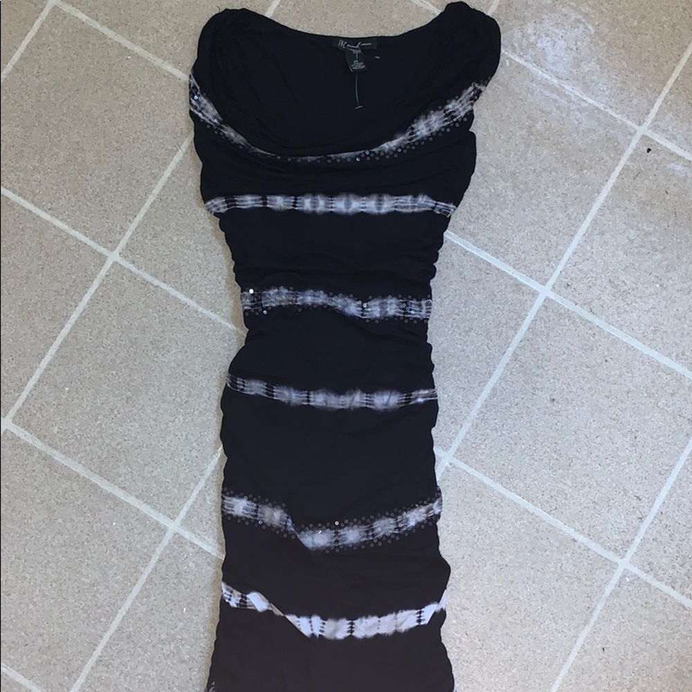 INC B&W Dress with Ruching
